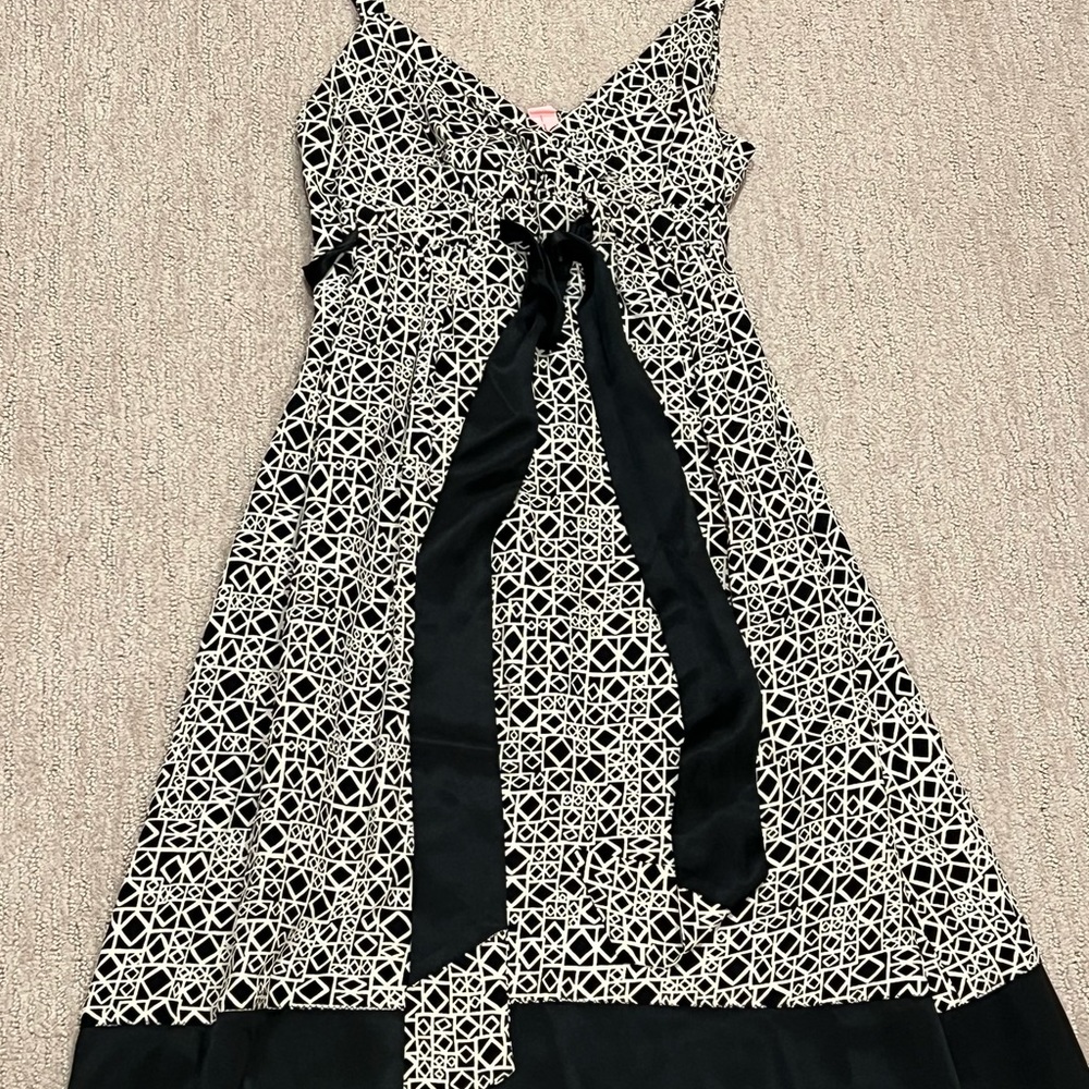 BCBG black and cream satin semi formal dress